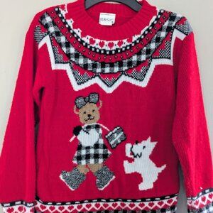 Vintage Basic Edition Girls Teddy Bear Sweater Size XL 14/16